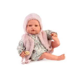 Reborn Голяма кукла бебе София с пухкаво елече и биберон, 50 см.
