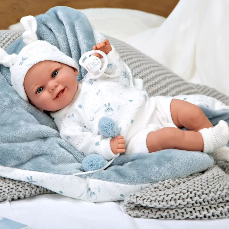 Кукла-бебе Babyto Elegance Arias 35 см със синьо одеялце