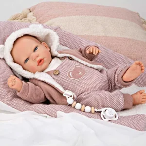 Кукла-бебе Жада Arias Reborn 40 см. с розов костюм и плюшено кошче