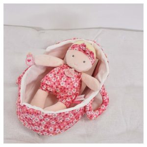 Мека кукла бебе Marylou с текстилно легълце – Doudou et Compagnie, 20 см